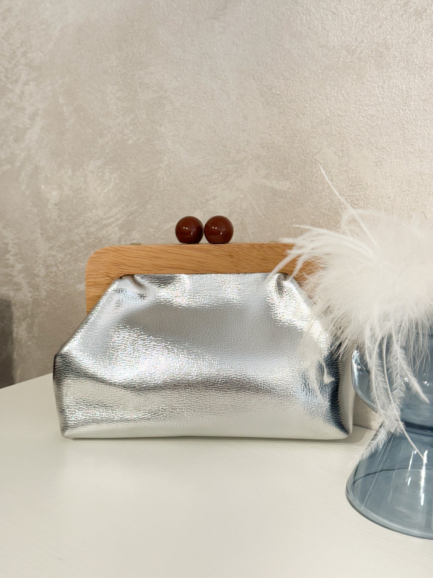 Borsa in similpelle argento
