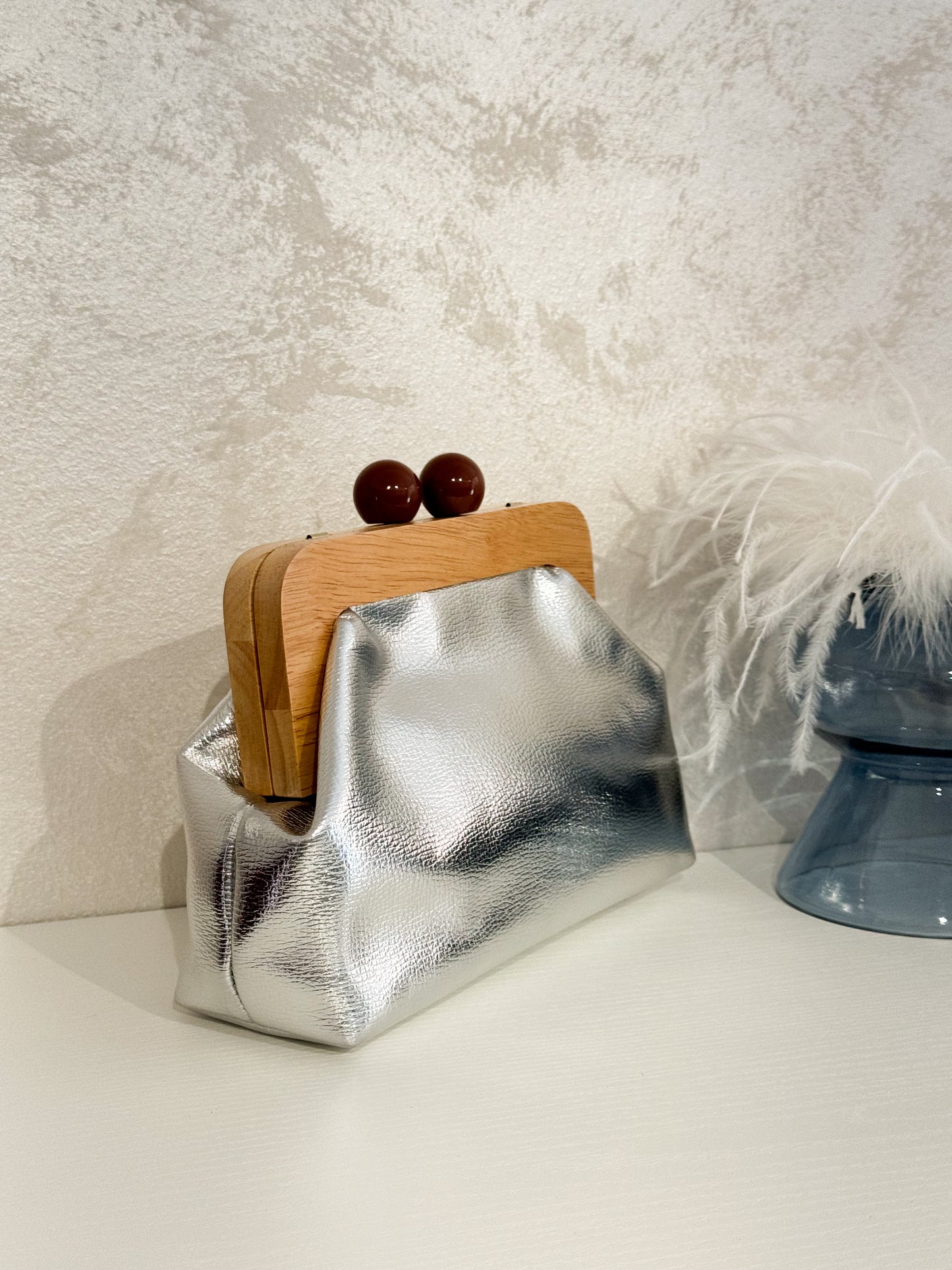 Borsa in similpelle argento