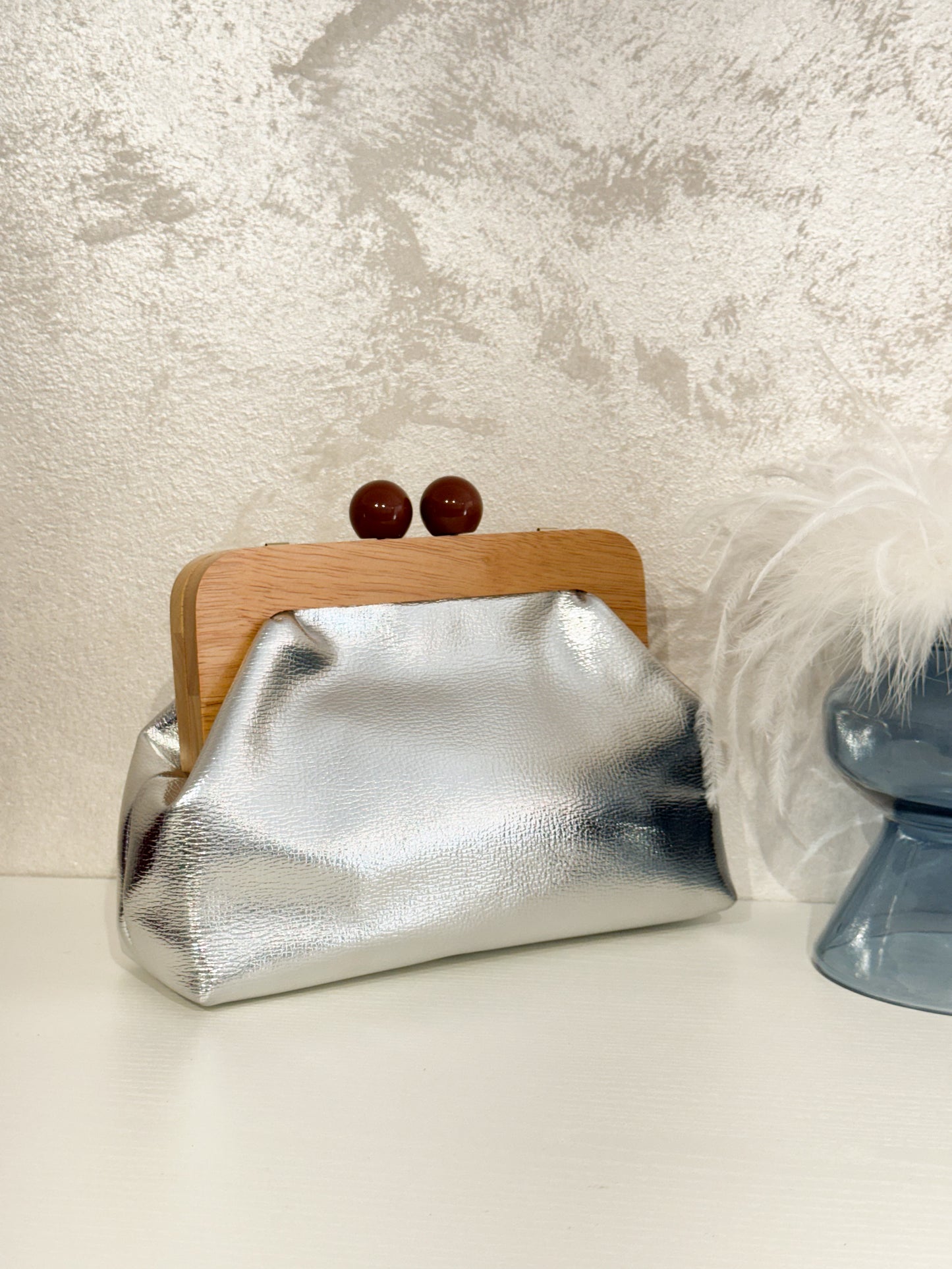 Borsa in similpelle argento