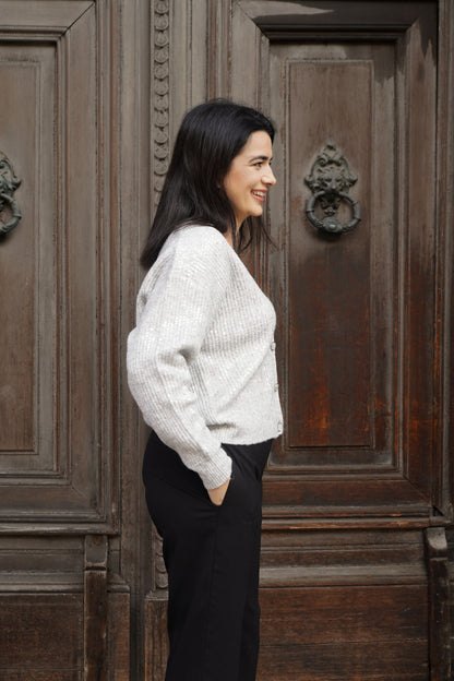 Cardigan in misto lana con paillettes